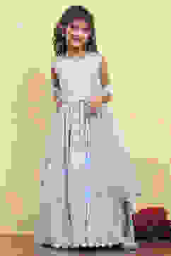 Blue Viscose Embroidered Kalidar Lehenga Set image number 6