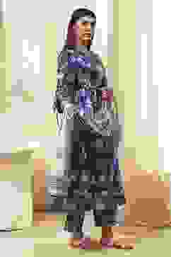 Indigo Pure Cotton Floral Gathered Suit Set image number 5