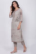 Moss Green Art Silk Straight Kurta Slim Pant Suit Set image number 3