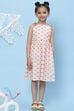 Off White Cotton A-Line Printed Dress