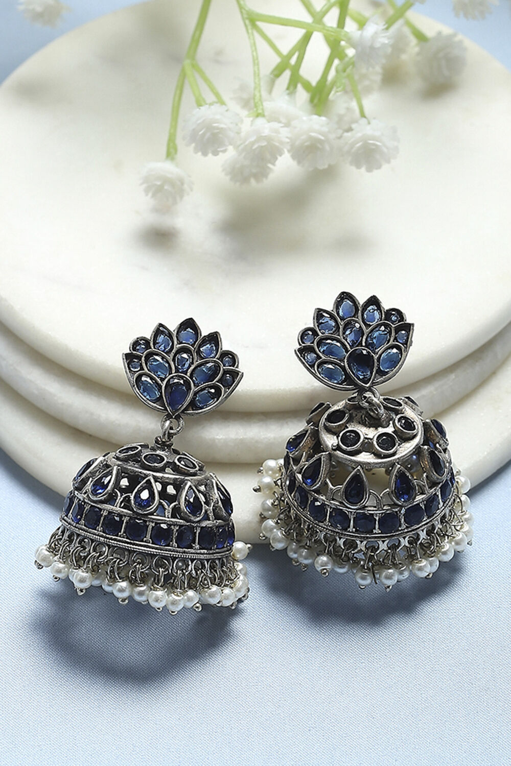 Navy Brass Jhumka image number 0
