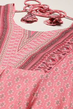 Pink Rayon Anarkali Kurta Churidar Suit Set image number 1