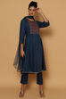 Blue Rayon Kalidar Kurta Slim Pant Suit Set image number 2