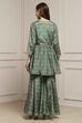 Green Art Silk Gathered Garara Set image number 4