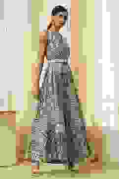 Green Cotton Printed Flared Jumpsuit image number 4