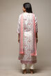 Off White Cotton Screen Print Unstitched Suit Set image number 5