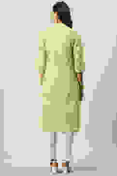 Green Cotton Straight Printed Kurta image number 3