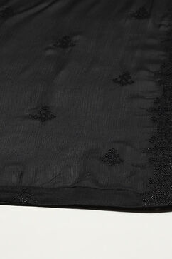 Black Chinon Digital Print Unstitched Suit Set image number 4