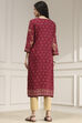 Berry Maroon Printed Straight Kurta image number 3