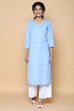 Ice Blue Cotton Linen Kurta