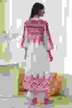 White and Red Cotton Asymmetric Suit Set image number 4