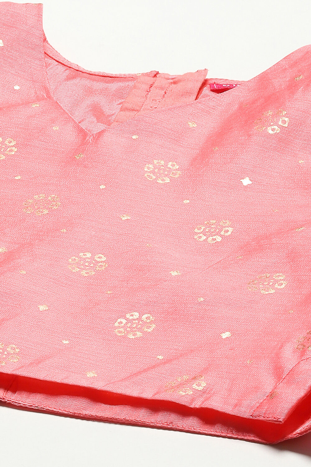 Red Art Silk Printed Short Top Lehenga Set image number 1