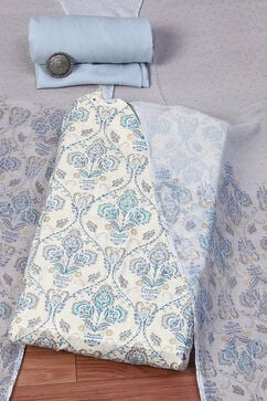 Blue Cotton Unstitched Suit Set image number 0