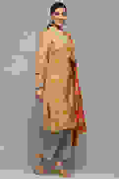 Mango Yellow Viscose Straight Suit Set image number 6