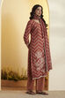 Teal Floral Printed Poly Linen Kurta Set image number 2