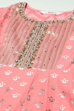 Blush Pink Poly Cotton Straight Suit Set image number 1