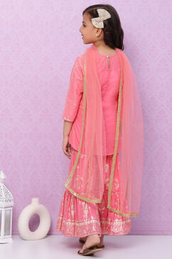 Pink Cotton Sharara Kurta Sharara Suit Set image number 5