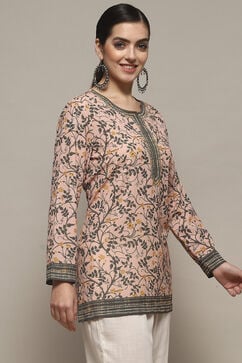 Beige Polyester Straight Kurti image number 5