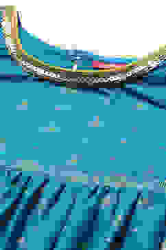 Blue Cotton Gathered Printed Suit Set image number 1