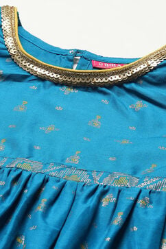 Blue Cotton Gathered Printed Suit Set image number 1
