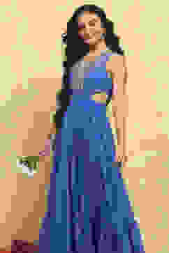 Electric Blue Polyester Dress image number 6