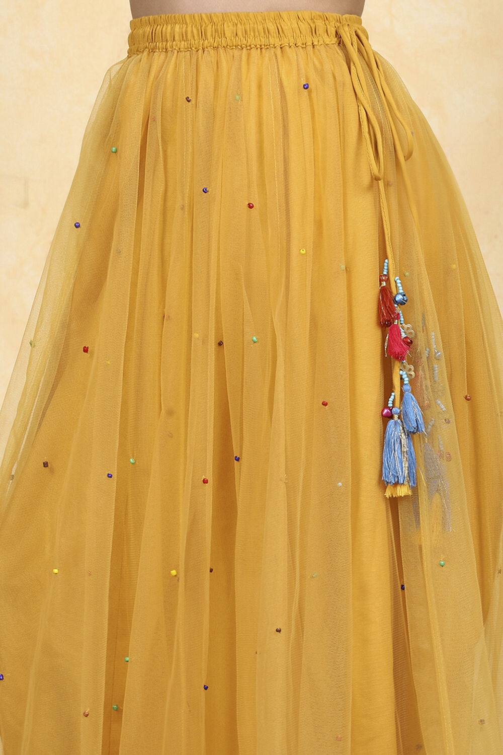 Yellow Polyester Printed Kalidar Lehenga Set image number 2