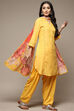 Yellow Cotton Blend Straight Kurta Salwar Suit Set