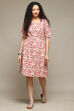 Coral Red Rayon Straight Printed Kurta image number 6