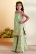 Sage Green Printed Sharara Kurta Set image number 3
