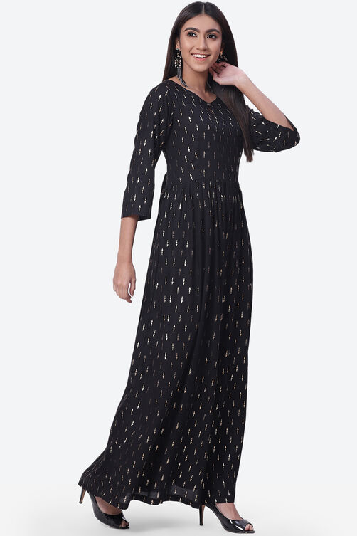 Black Rayon Fusion Dress image number 3