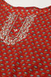 Red Cotton Unstitched Suit set image number 2