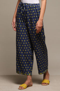 Navy Rayon Straight Palazzo image number 2