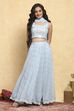 Blue Polyester Embroidered Kalidar Lehenga Set image number 6