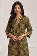Green Poly Viscose Straight Kurta Pants Set image number 8