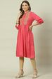 Coral Rayon Flared Printed Kurta image number 2