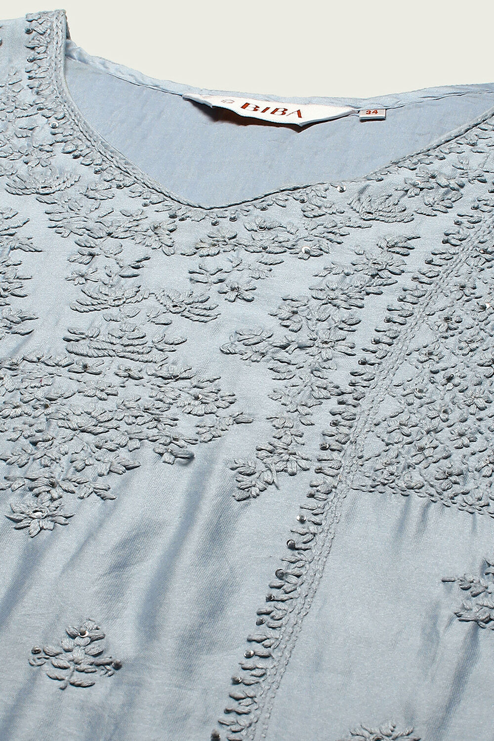 Ice Blue Embroidered Kurta & Palazzo Suit Set image number 1