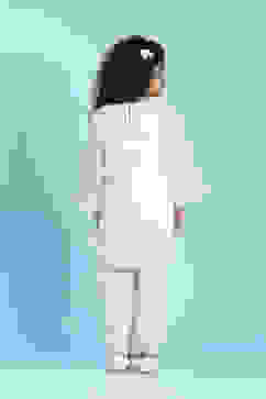 White Cotton Solid Straight Suit Set image number 4