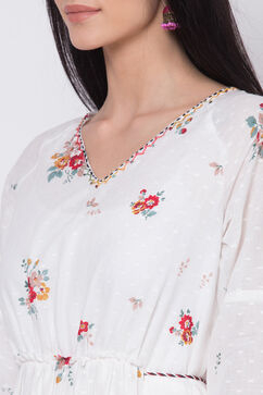 Off White Cotton Tiered Dress image number 1