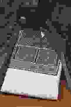 Off White Cotton Blend Schiffli Unstitched Suit Set image number 0