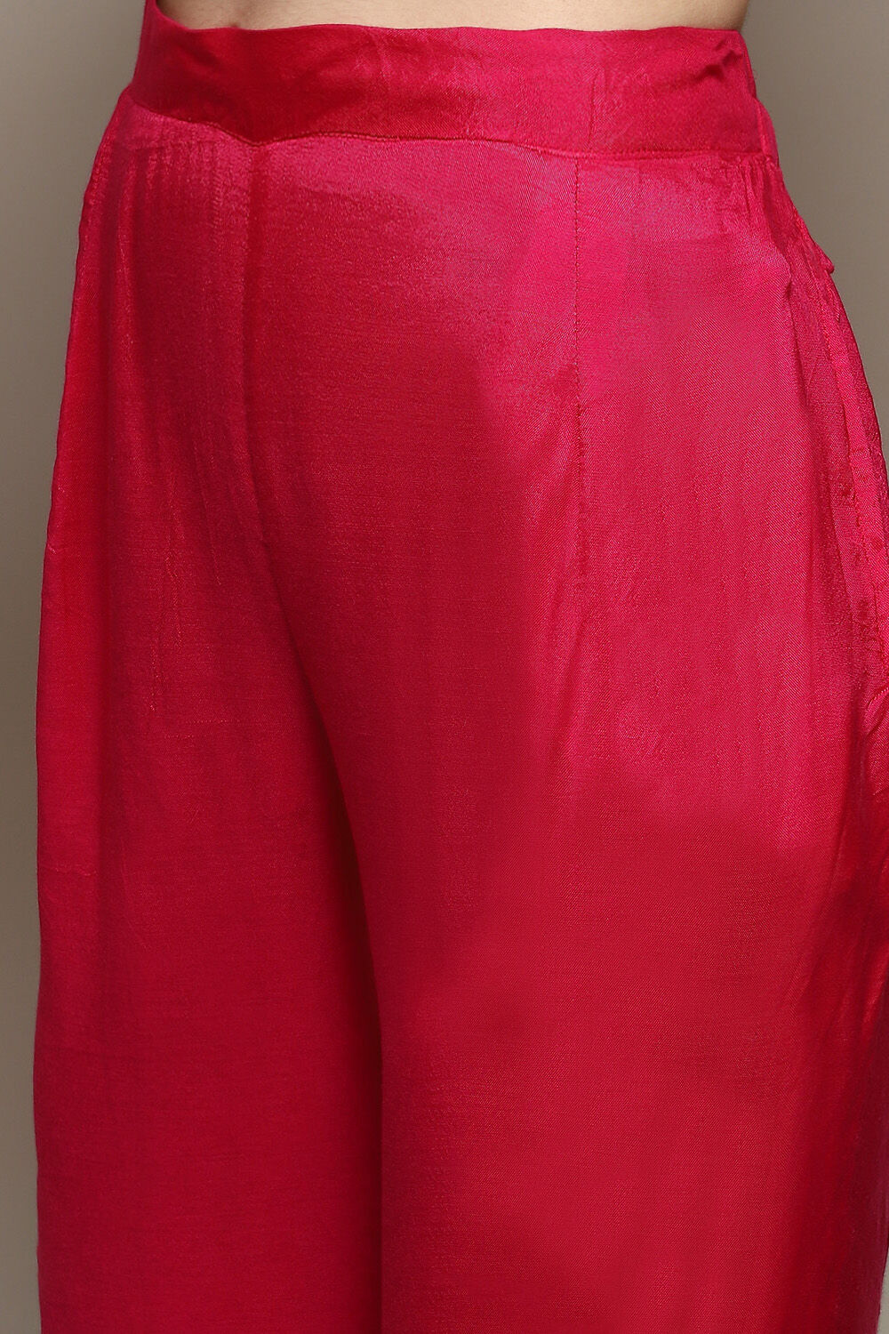 Dark Pink Banarasi Silk Machine Embroidered Unstitched Suit Set image number 3