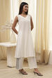 Off-White Pure Cotton Printed A-line Kurta Set image number 7
