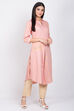 Peach Cotton Front Open Printed Kurta image number 3