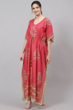 Pink Straight Cotton Printed Sleepwear image number 2