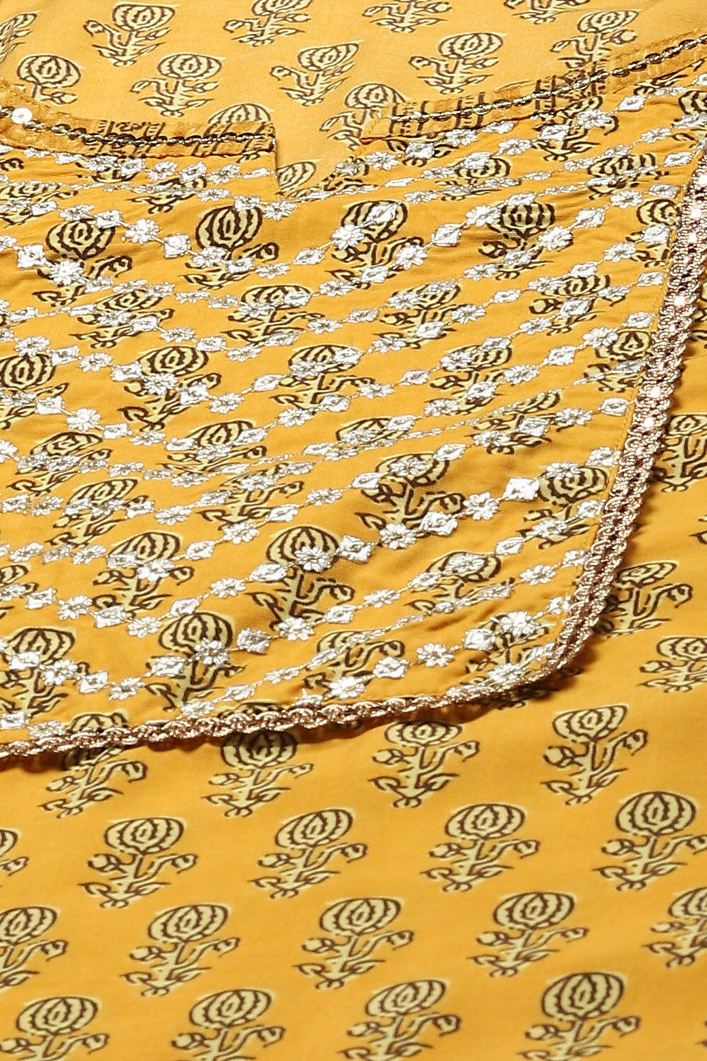 Teracota Poly Chiffon Straight Printed Kurta Palazzo Suit Set image number 1