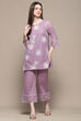 Lilac Polyester Straight Kurta Set image number 0