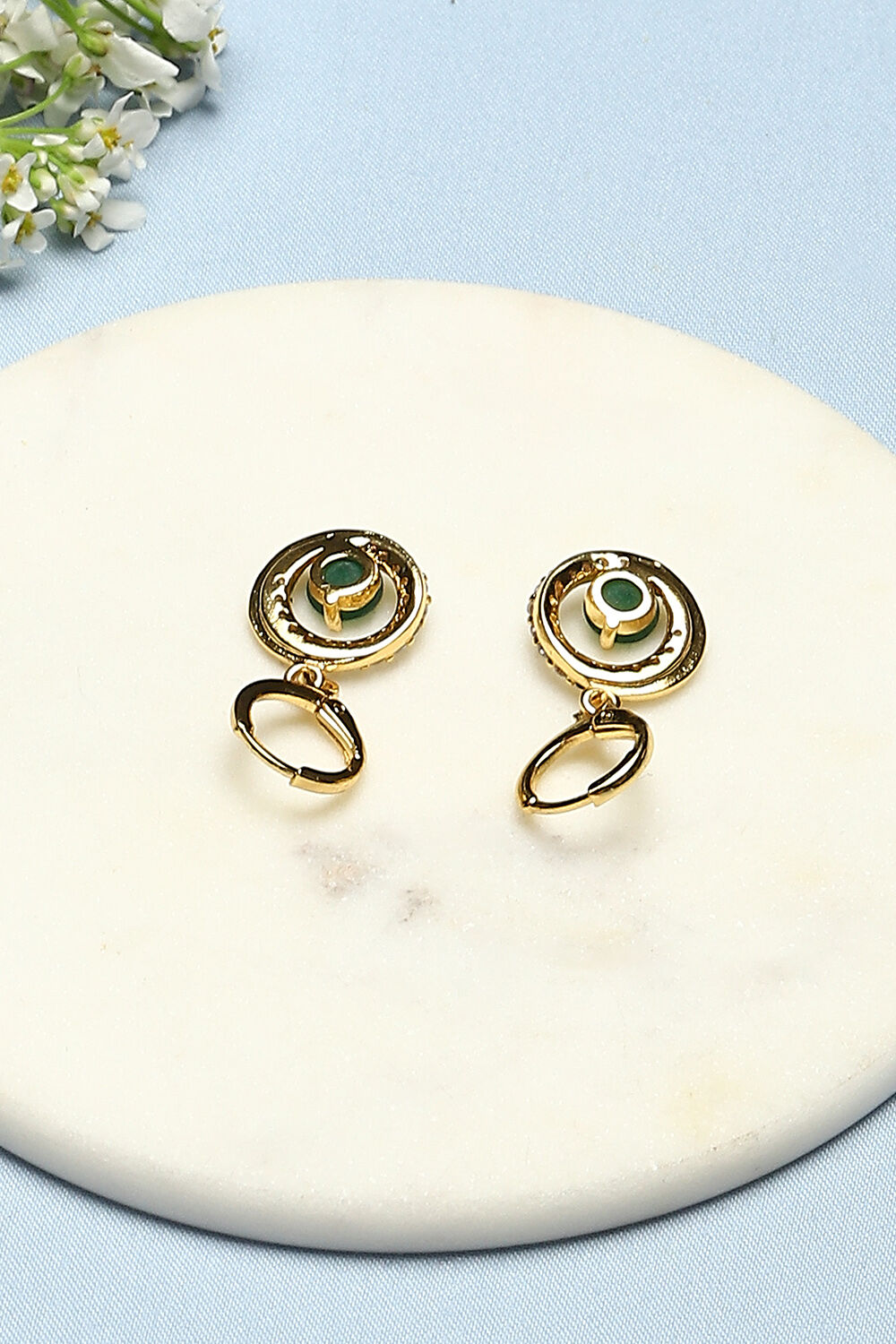 Green Brass Earrings image number 2