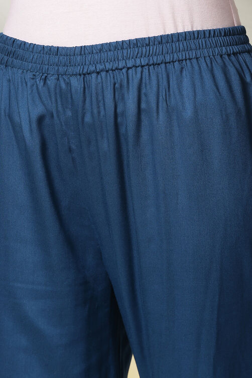 Blue Rayon Straight Kurta Pants Set image number 2
