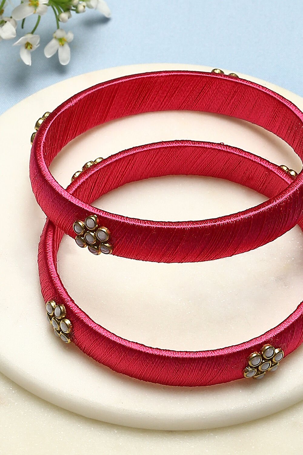 Pink Plastic & Thread Bangles image number 1
