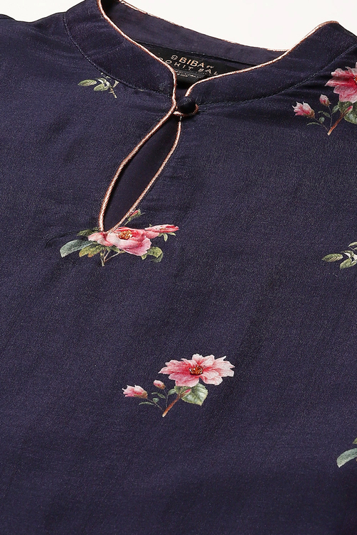 Rohit Bal Indigo Cotton Blend Straight Kurta Suit Set image number 1