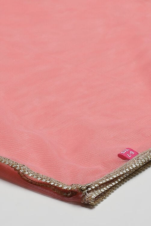 Pink Cotton Blend A-Line Kurta Straight Palazzo Suit Set image number 3